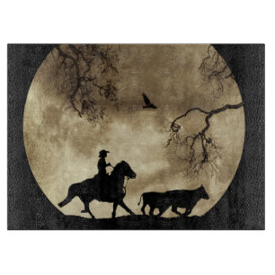 Country Western Cowboy and Steers Cutting Board