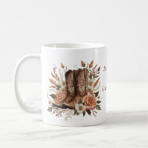 Country Western Cowboy Boot with Flowers Coffee Mug