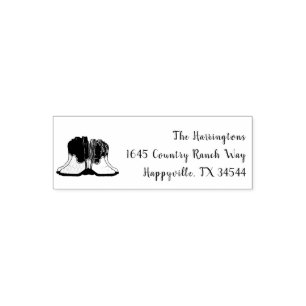 Country Western Cowboy Boots Art Return Address Self-inking Stamp