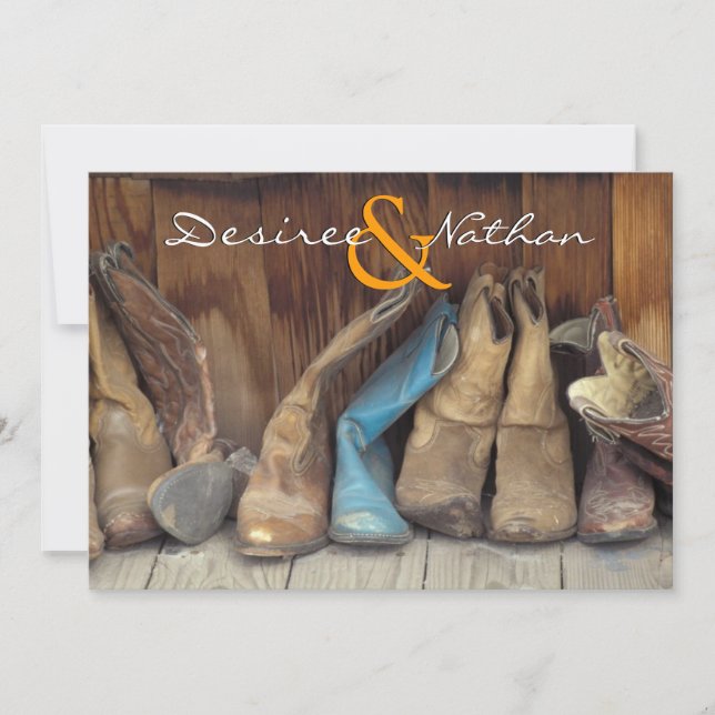 Country Western Cowboy Boots Faire-part de mariage (Devant)