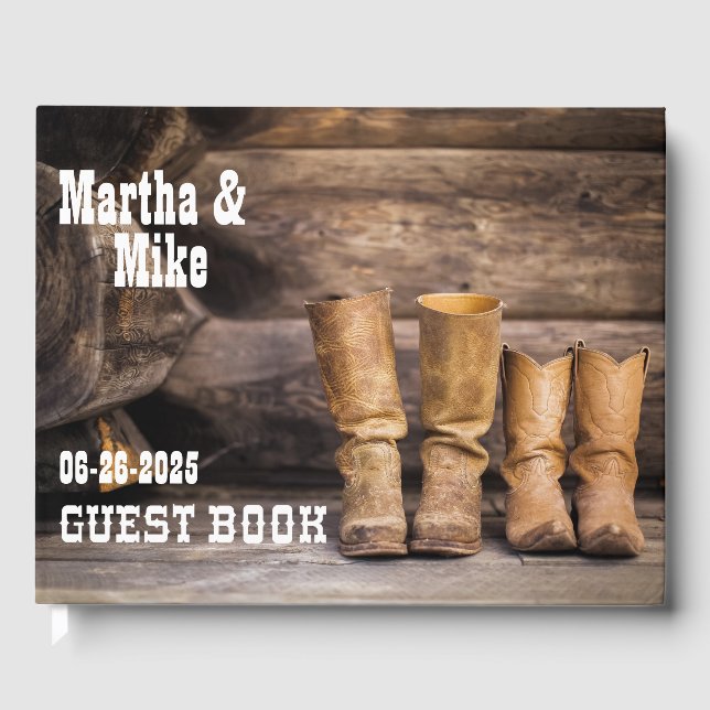 Country Western Cowboy Boots Mariage livre d'or (Recto)