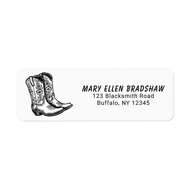 Country Western Cowboy Boots Return Address Label (Front)