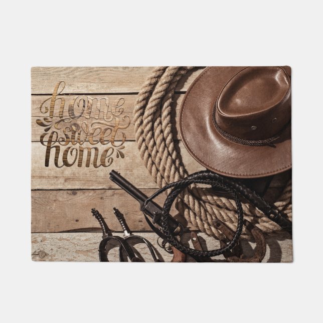 Country western cowboy Door mat (Front)