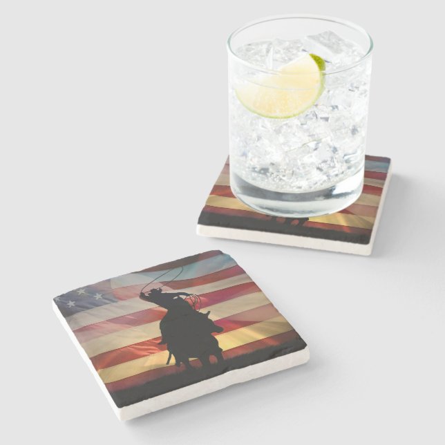 Country Western Cowboy  Drink Stone Coaster (Side)