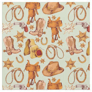 Country Western Cowboy Gear Fabric