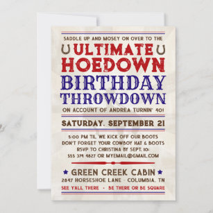 Country Western Cowboy Hoedown Party Invitation