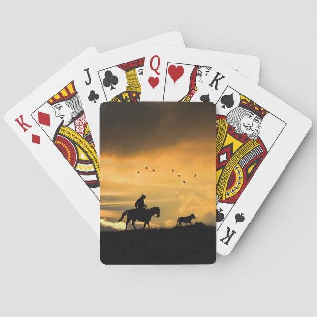 Country Western Cowboy Horse and Steer Playing Cards (Back)