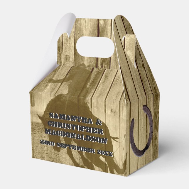Country western  cowboy ranch themed wedding favor box (Front Side)