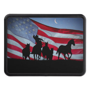 Country Western Cowboy Rodeo Patriotic Trailer Hitch Cover