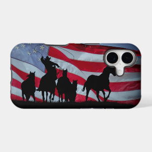 Country Western Cowboy Roping American Flag