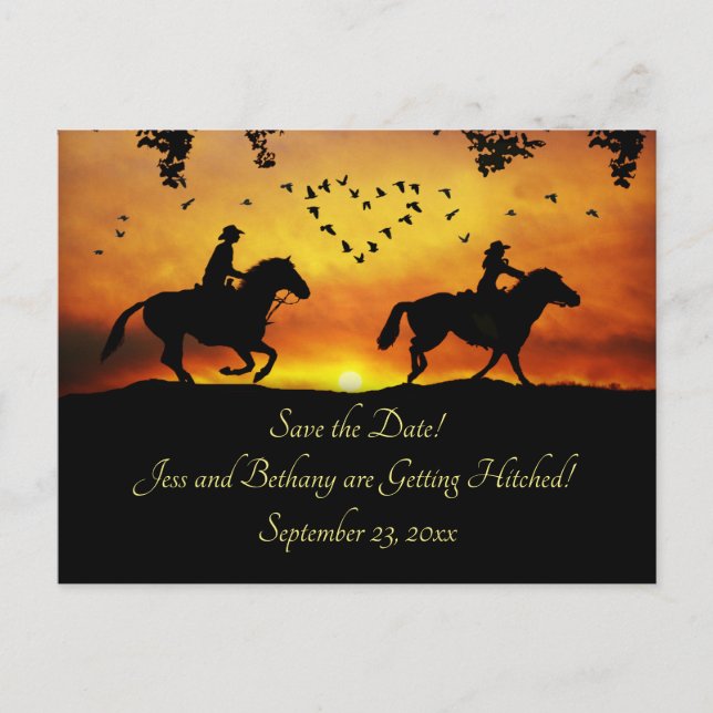 Country Western Cowboy Rustic Save The Date Invitation Postcard (Front)