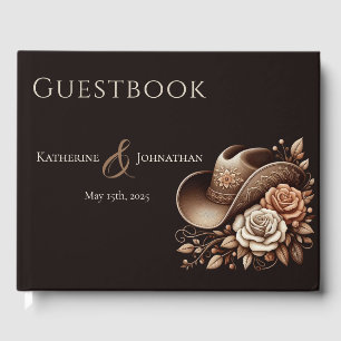 Country Western Cowgirl Hat with Flowers Guest Book