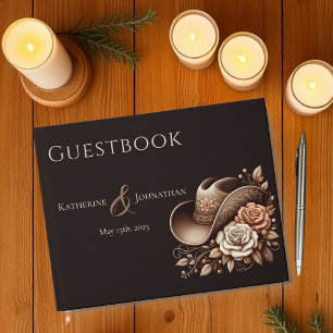 Country Western Cowgirl Hat with Flowers Guest Book