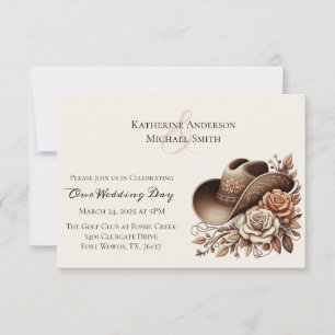 Country Western Cowgirl Hat with Flowers Invitation