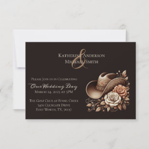 Country Western Cowgirl Hat with Flowers Invitation