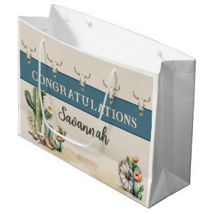 Country Western Cowgirl Name Congratulations Large Gift Bag