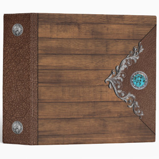 Country Western Designer Binder Wood & Leather