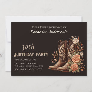 Country Western Flowers with Cowboy Boots Invitation