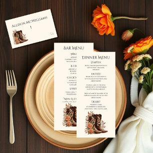 Country Western Flowers with Cowboy Boots Pork Table Number