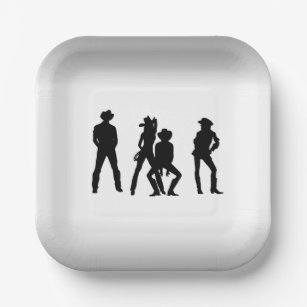 Country Western Fun Black and  White Paper Plate