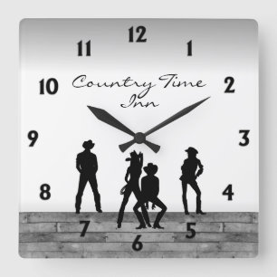 Country Western Fun Square Wall Clock