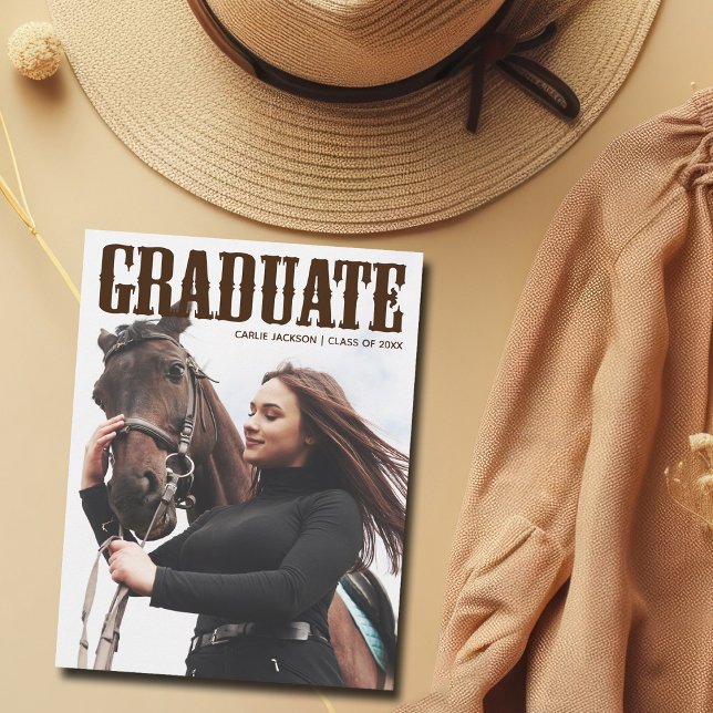 Country Western Graduate Photo Cowgirl Graduation Announcement (Creator Uploaded)