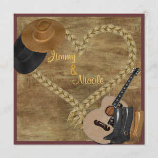 COUNTRY WESTERN  GUITAR WEDDING INVITATION