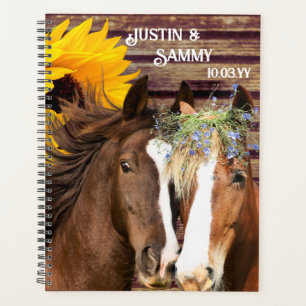 Country Western Horse Sunflower Wedding Guest Book Planner