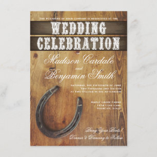 Country Western Horseshoe Rustic Wedding Invites