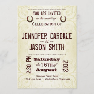 Country Western Horseshoe Wedding Invitations