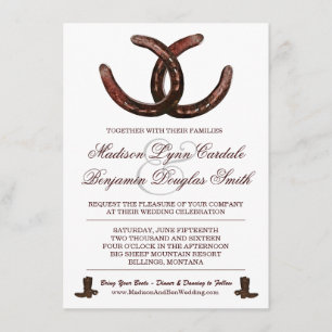 Country Western Horseshoes Boots Wedding Invites