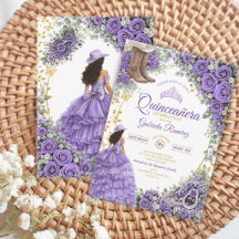 Country Western Lavender Roses Golden Quinceañera