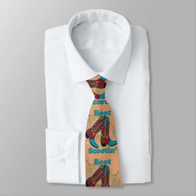 Country Western Line Dance Boot Scootin' Necktie (Tied)