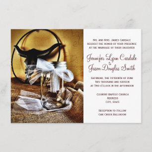 Country Western Mason Jar Wedding Invitations