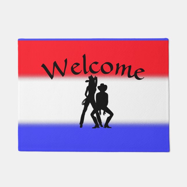 Country Western Patriotic Fun Doormat (Front)