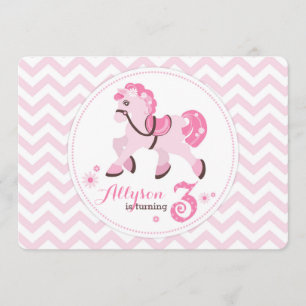 Country Western Pony Chevron Birthday Invitation
