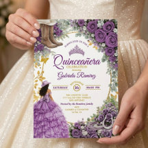 Country Western Purple Roses Golden Quinceañera