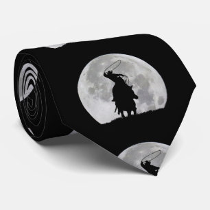Country Western Roping Cowboy and Moon Tie