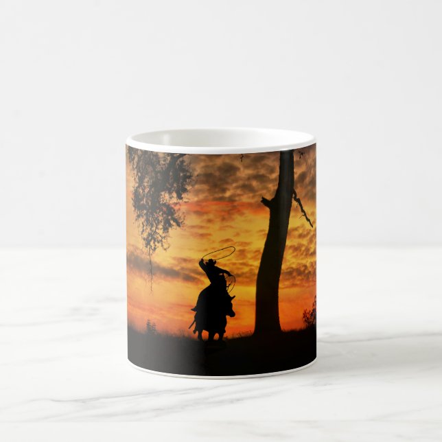 Country Western Roping Cowboy Coffee Mug (Center)