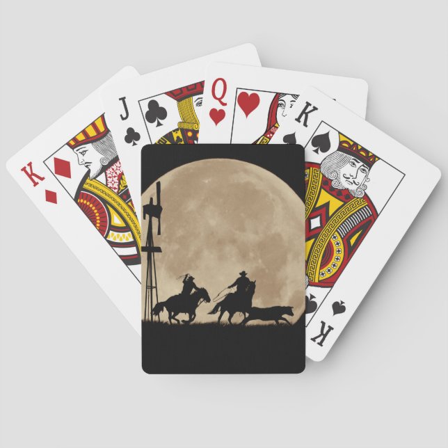 Country Western Roping Cowboys Playing Cards (Back)
