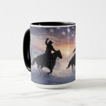 Country Western Roping Cowboys Snow