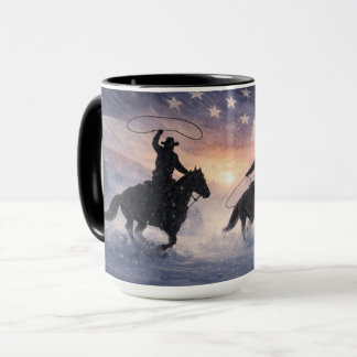 Country Western Roping Cowboys Snow Mug