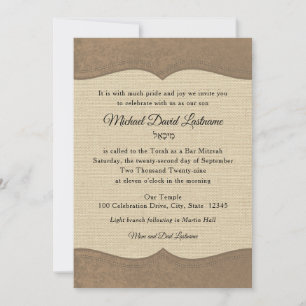 Country Western Rustic Bar Mitzvah Invitation