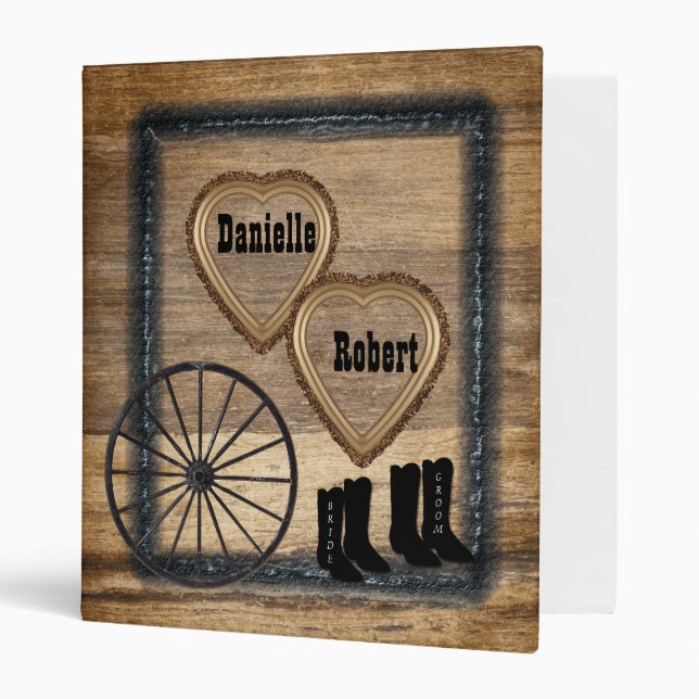 Country Western, Rustic Wagon Wheel, Custom Binder (Front/Inside)