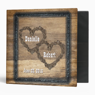 Country Western Rustic Wood Grape Vine Hearts Binder