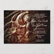 Country Western Saddle Mariage en cuir Invitations