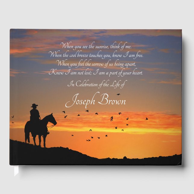 Country Western Spiritual Poem Celebration of Life Guest Book (Front)