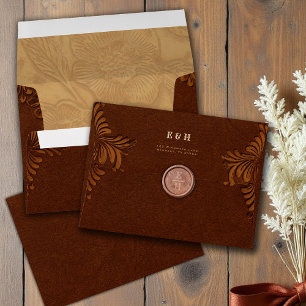 Country Western Tooled Rustic Terracotta Wedding Envelope