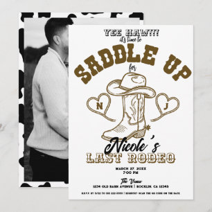 Country Western Vintage Last Rodeo Bachelorette  Invitation