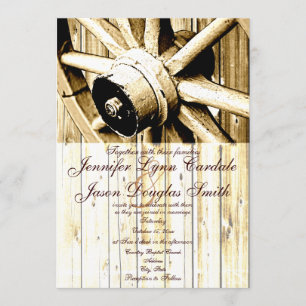 Country Western Wagon Wheel Wedding Invitations